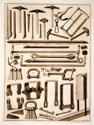 Herramientas de constructores, grabado por Martino Schede